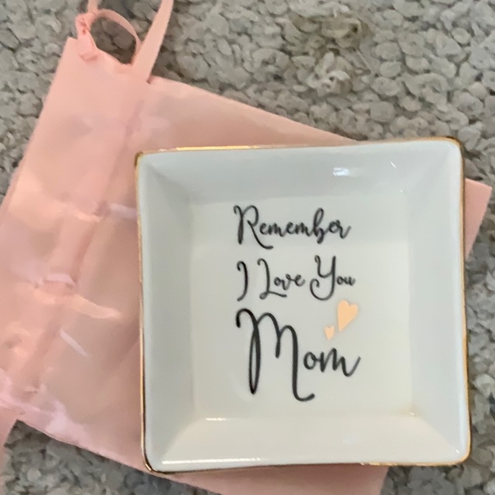 White and Gold Mom Trinket Dish